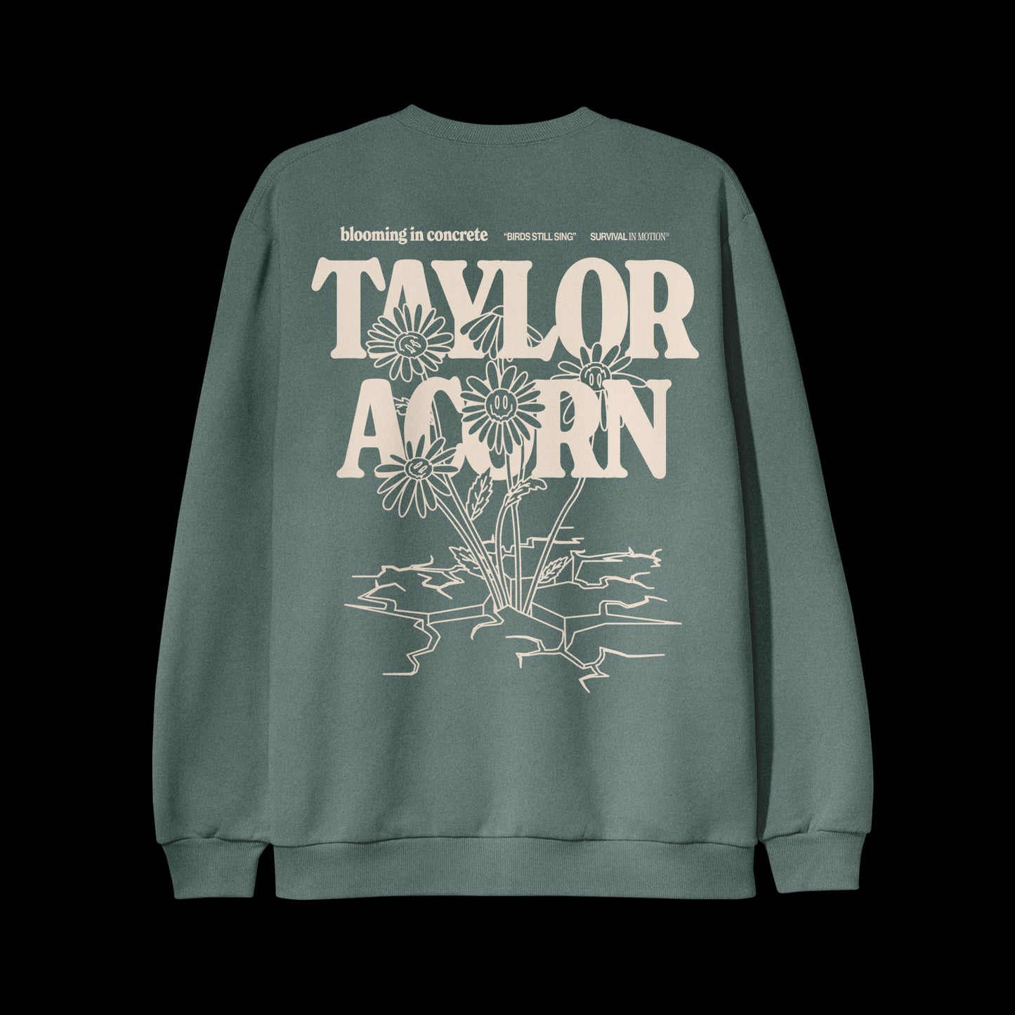 Birds Still Sing - Blue Spruce Crewneck back