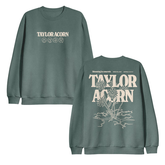 Birds Still Sing - Blue Spruce Crewneck front and back